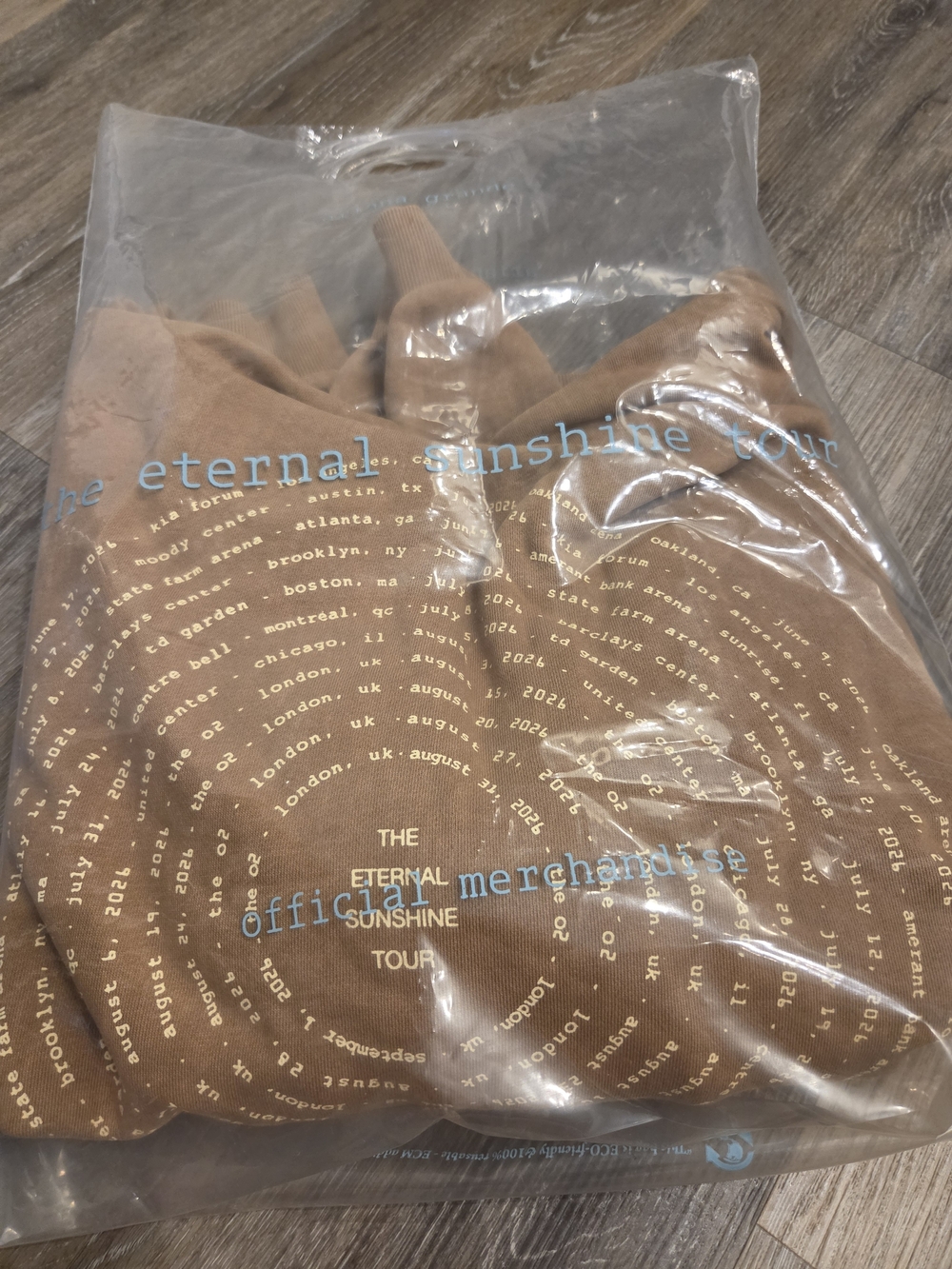Ariana Grande The Eternal Sunshine Tour Brown  Zip Hoodie XL (POP-UP EXCLUSIVE)